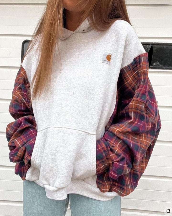 Sweat à capuche pour femmes avec motif à carreaux moderne Chic & Stil
