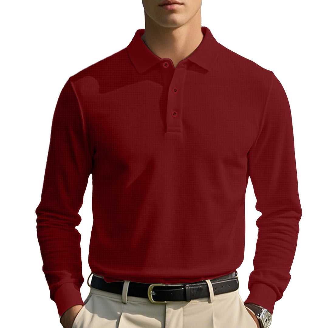 Men's long-sleeved polo shirt with breathable structure and classic cut Lune London