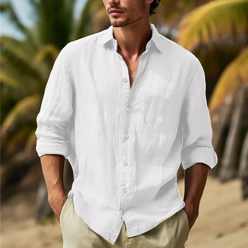 Linen shirt for men with a breezy cut and elegant button placket Lune London