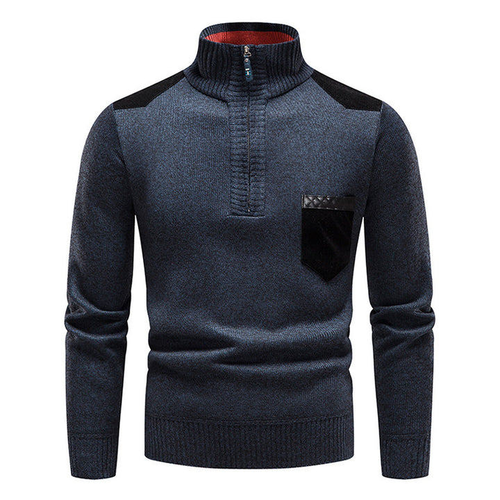 High-quality knitted sweater for men with modern zipper and practical chest pocket Lune London
