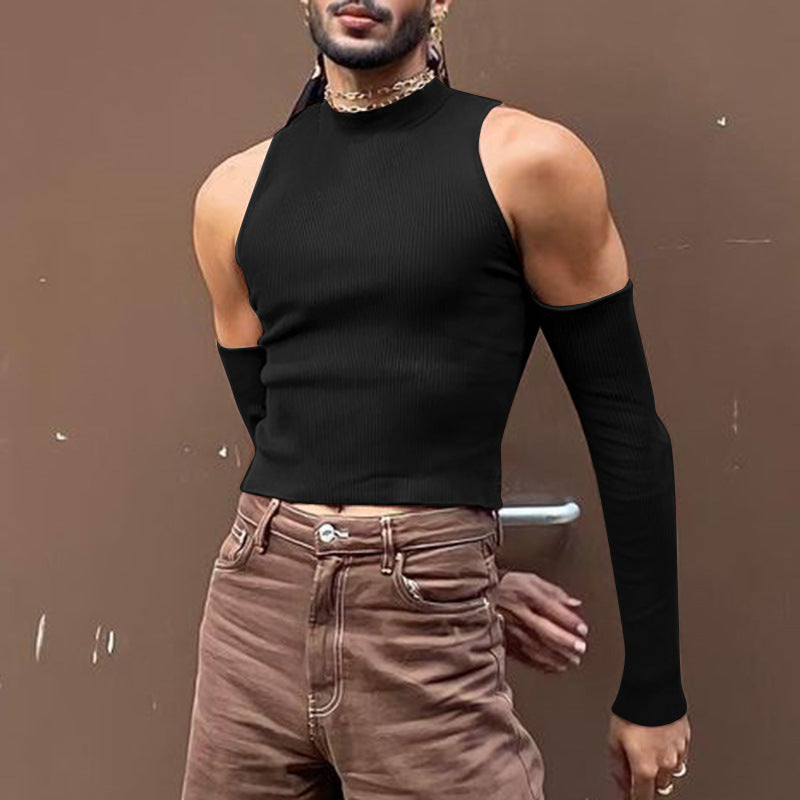 Men's sleeveless top with high collar in fashion and long sleeve design Lune London