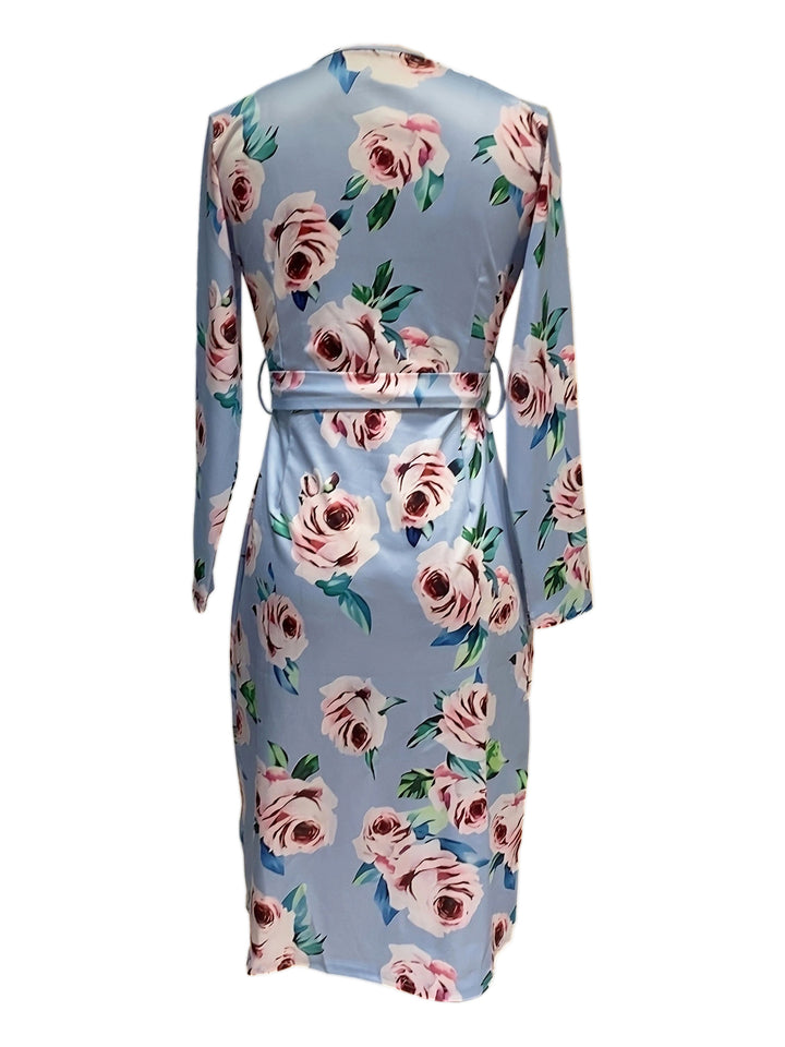 Floral print wrap dress for women with side slit Lune London