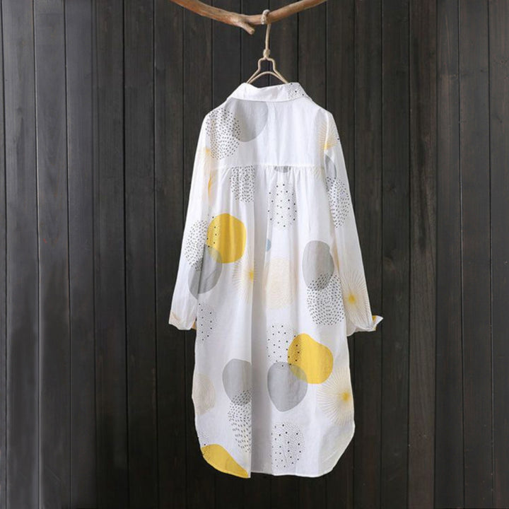 Button-up blouse for plus size women with abstract pattern Lune London