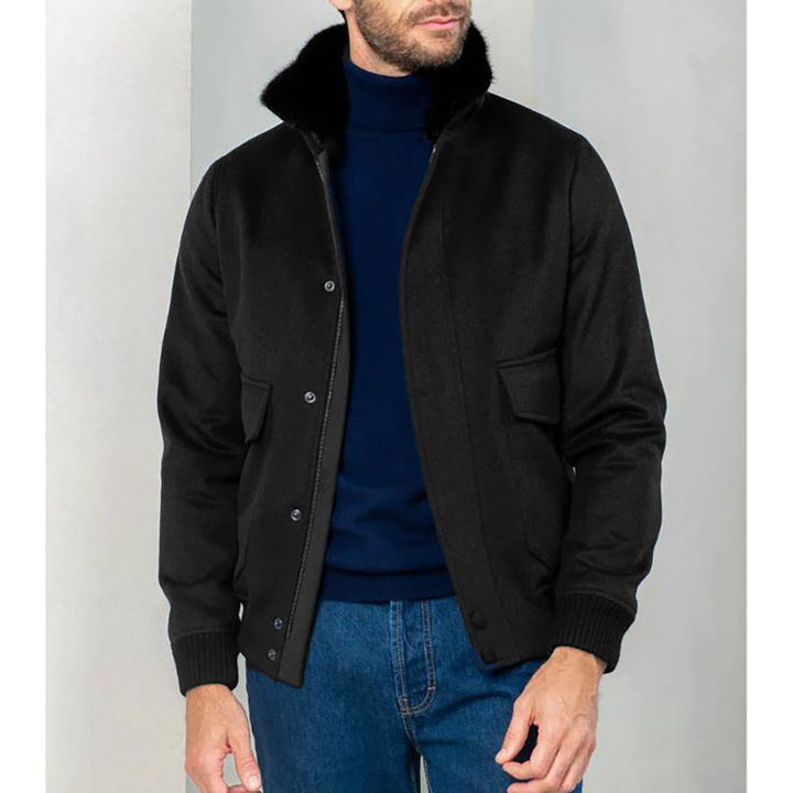 Elegant short jacket for men with faux fur collar and practical pockets Lune London