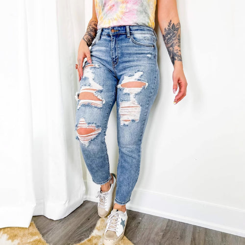 Lune London Women's Ripped Skinny Jeans