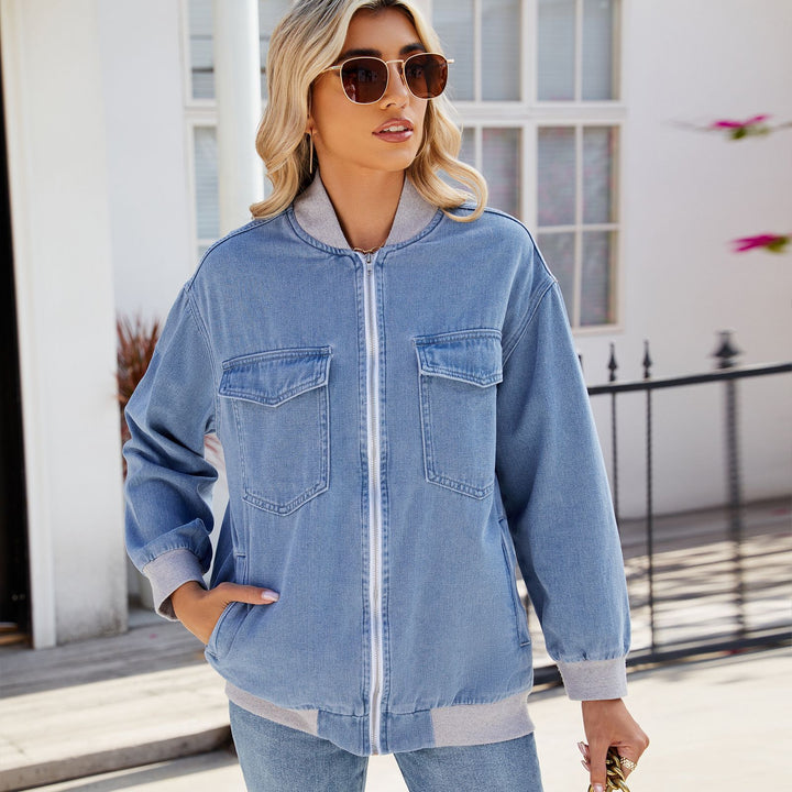 Denim bomber jacket for women with practical pockets and high-quality finish Lune London