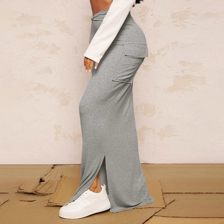 Jupe maxi femme avec poches latérales pratiques et détail de nœud stylé Chic & Stil
