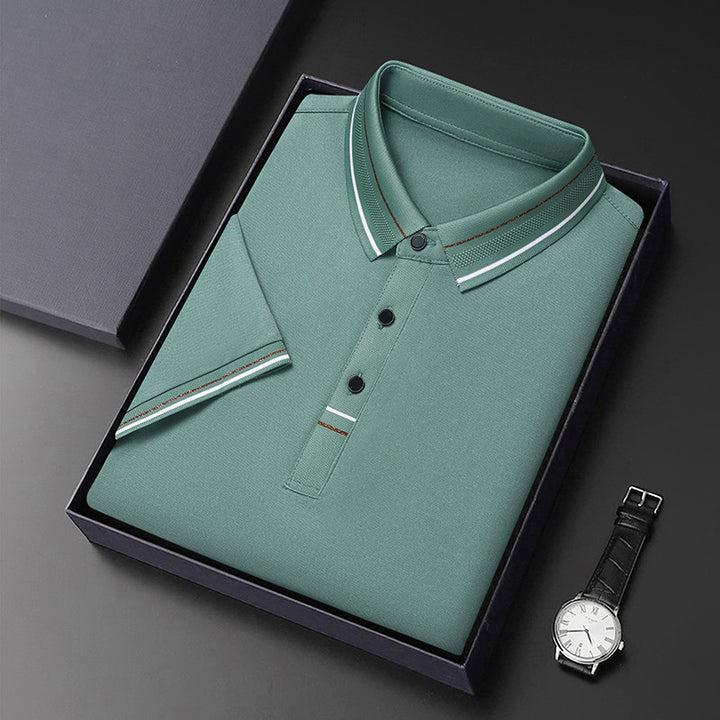 Men's modern polo in textured material with elegant accents Lune London