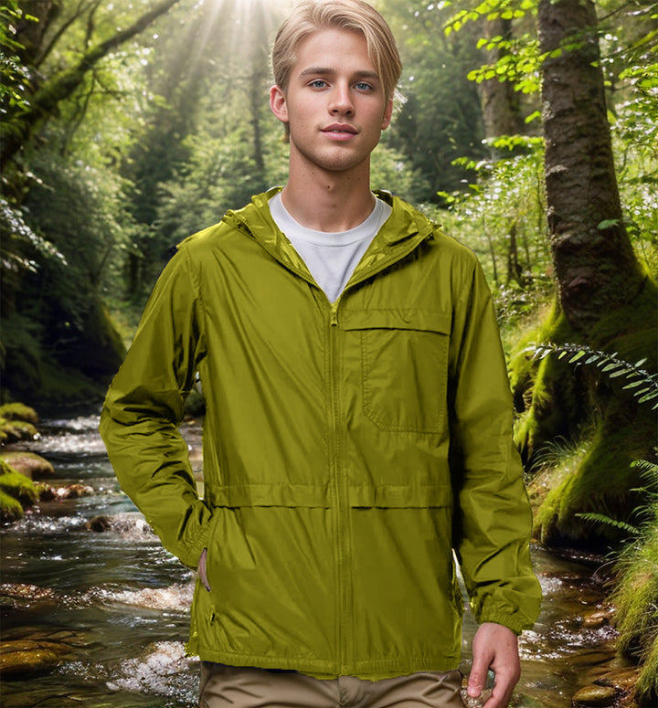 Lightweight outdoor jacket for men with adjustable hood and functional pockets Lune London