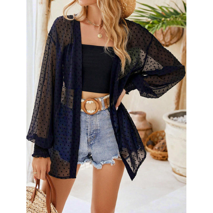 Transparent blouse jacket for women with padded sleeves Lune London