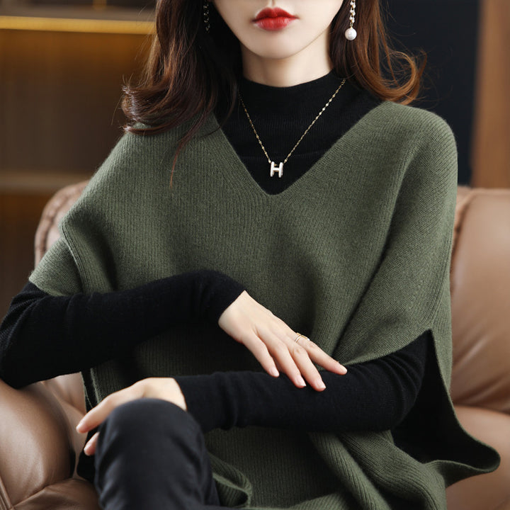 Ladies fashion knit poncho Lune London
