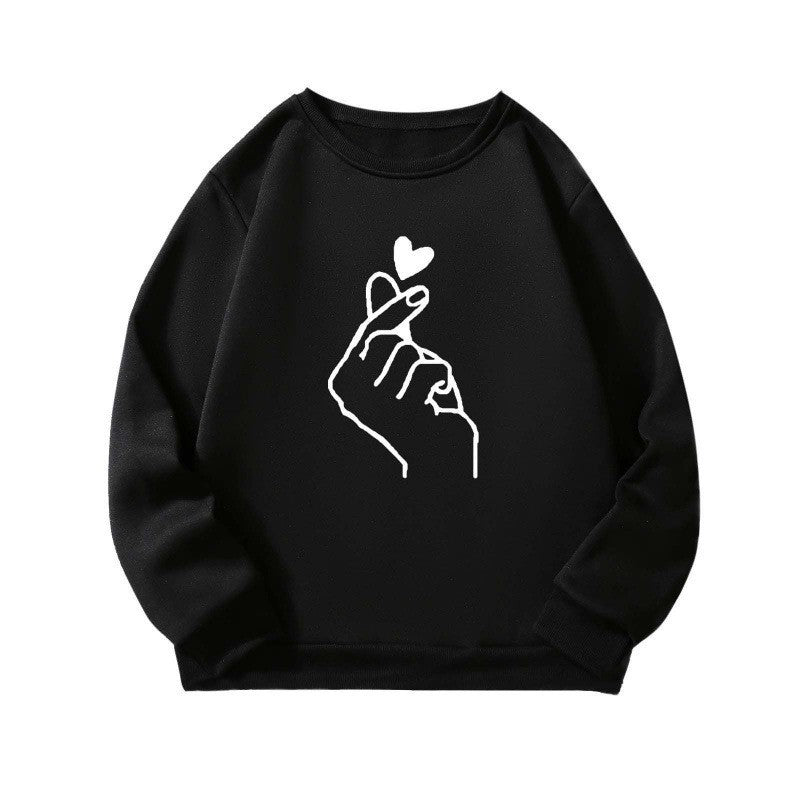 Sweatshirt pour femmes avec motif de signe de main créatif et doublure intérieure douce Chic & Stil