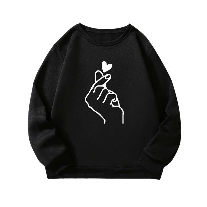Sweatshirt pour femmes avec motif de signe de main créatif et doublure intérieure douce Chic & Stil
