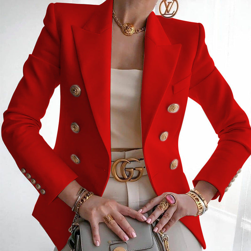 Women Elegant fitted blazer jacket with golden buttons Lune London