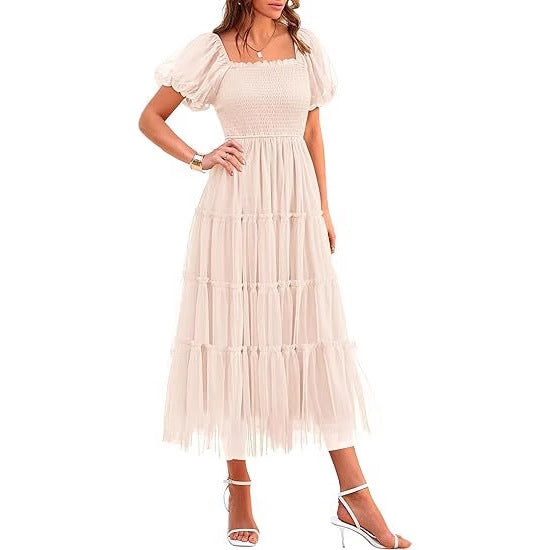 Maxi dress for women with voluminous sleeves and an off-shoulder design Lune London