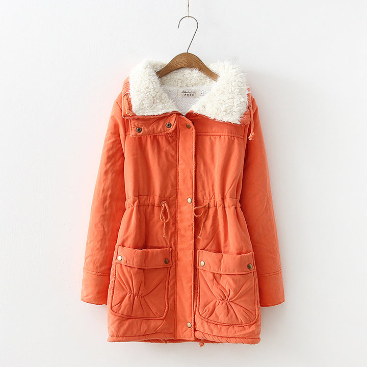 Women's winter coat, straight cut, with faux fur collar and practical pockets Lune London