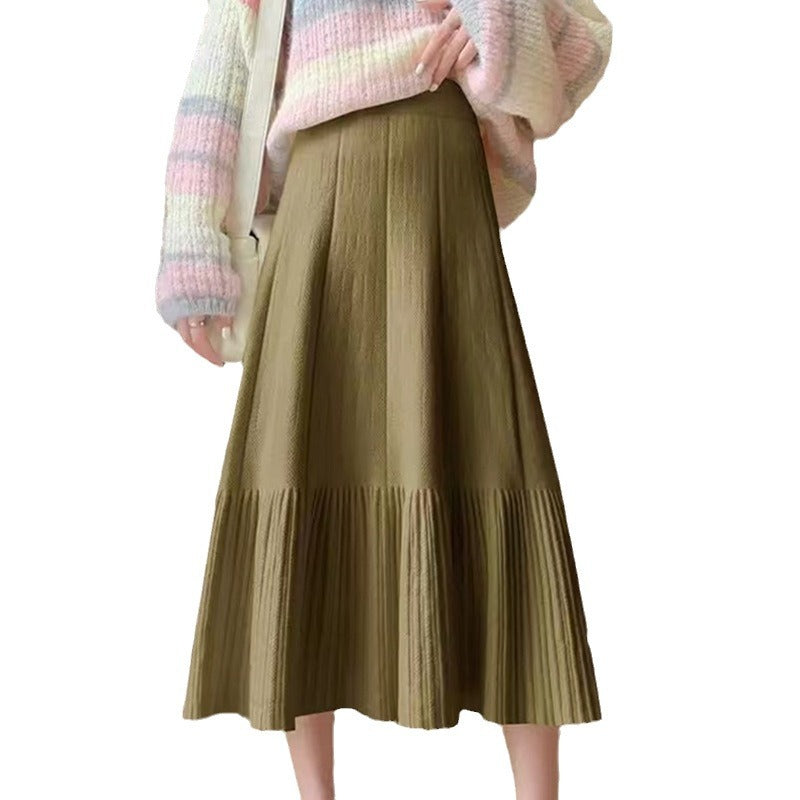 Pleated maxi skirt for women with flared hem and high waist Lune London