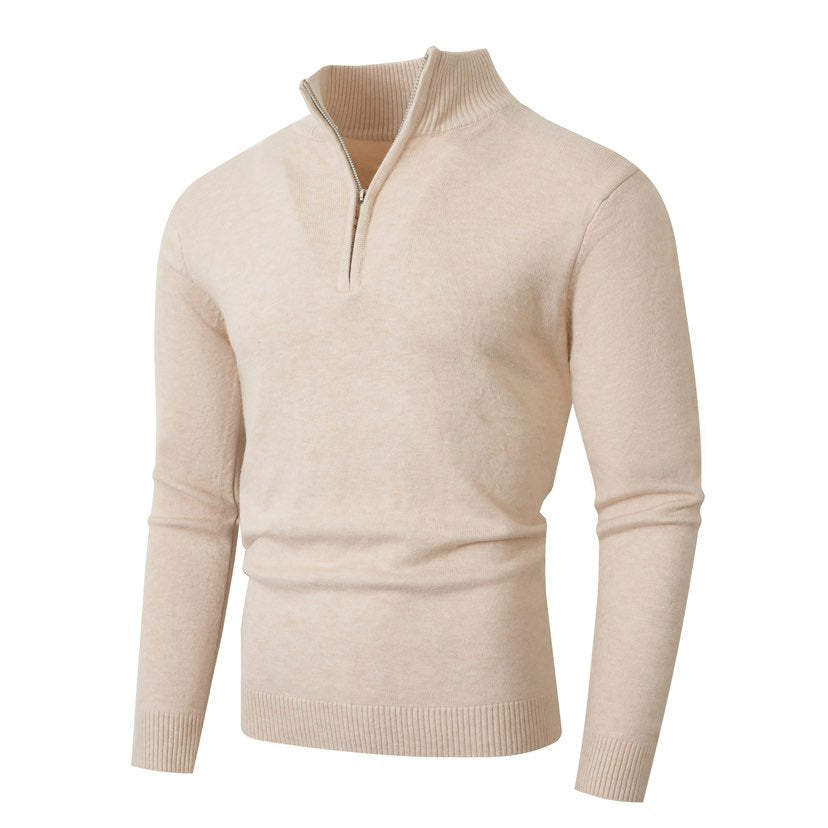 Knitted pullover for men with a modern high collar and a high-quality zipper Lune London