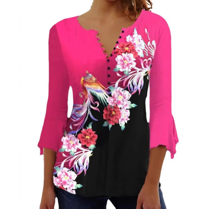 Blouse tunique imprimée pour femmes avec patte de boutonnage Chic & Stil