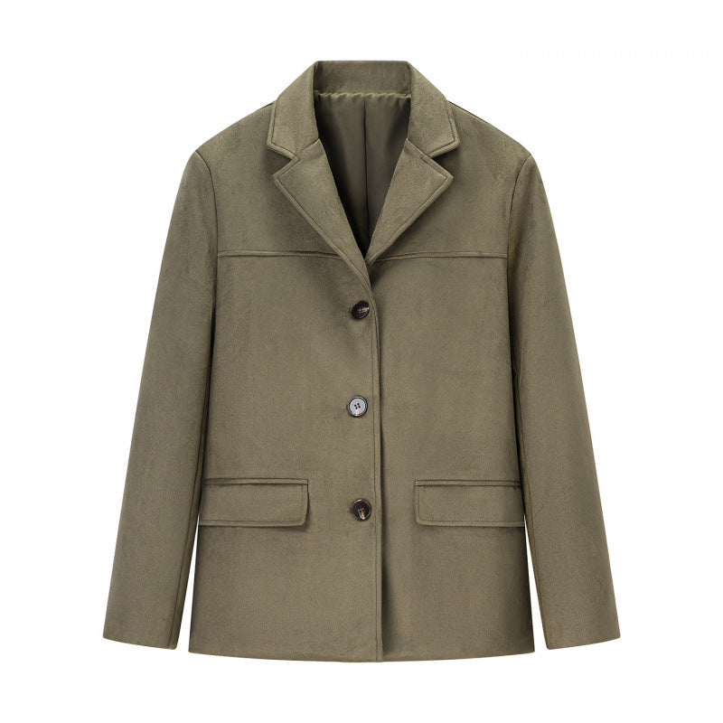 Classic blazer jacket for women in soft material with patch pockets Lune London