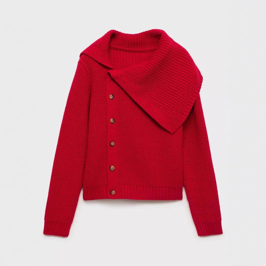 Ladies cardigan with oversized collar and button closure Lune London