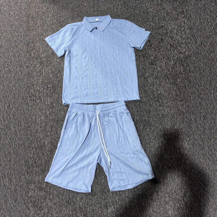 Men's Structured Knit Polo Set and Chic Shorts