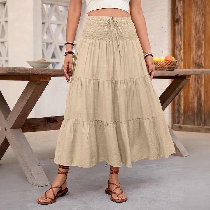Maxi ruffle skirt for women with adjustable drawstring Lune London