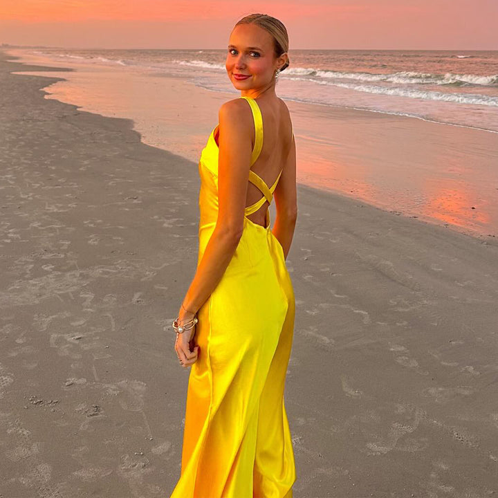 Women's Summer Maxi Dress with Elegant V-Neck and Flowing Silhouette Lune London