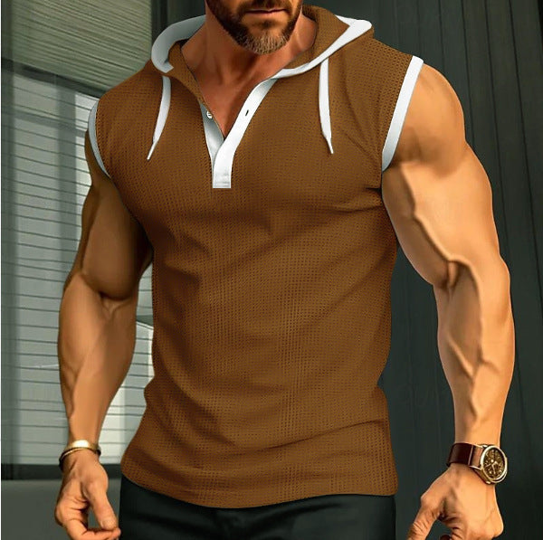 Sleeveless polo for men with modern cut and practical hood Lune London