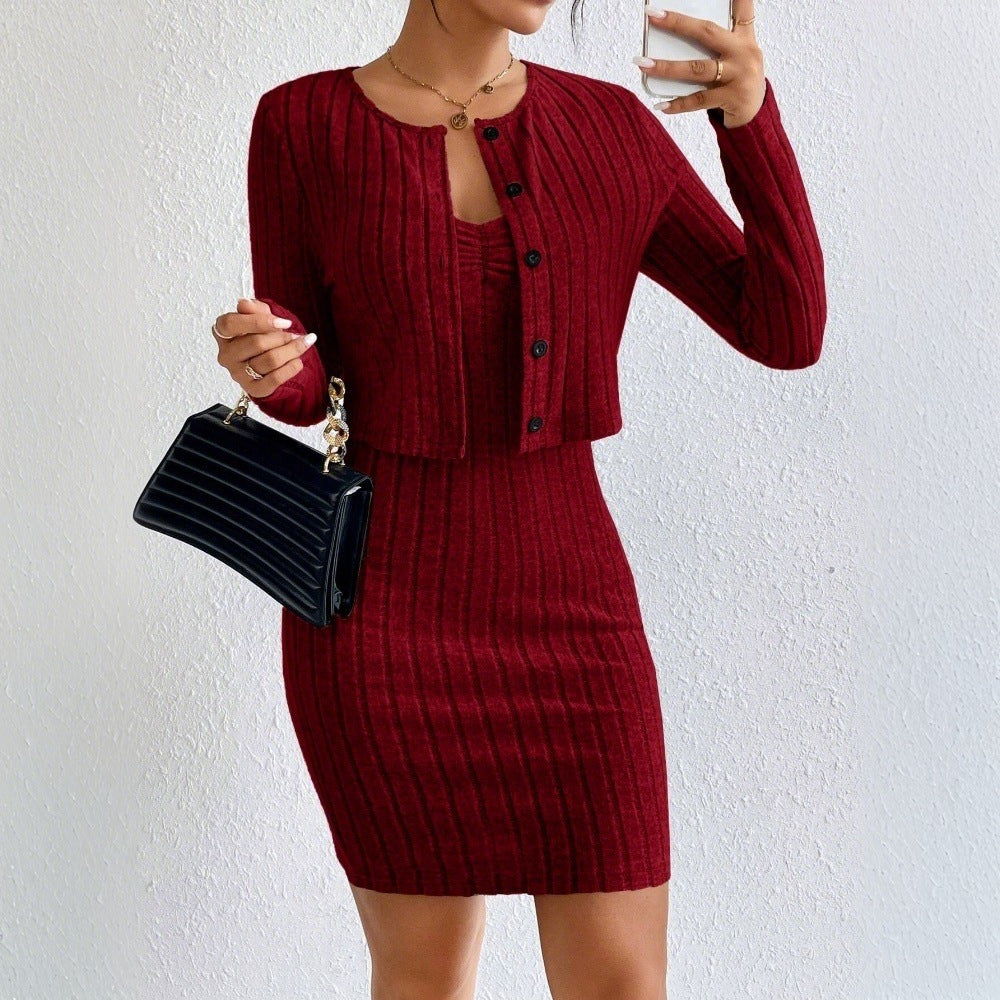 Robe en maille pour femmes avec bolero assorti Chic & Stil