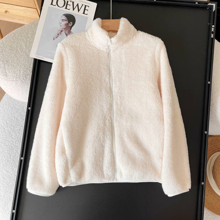 Veste en polaire moelleuse pour femmes avec col haut et fermeture éclair Chic & Stil