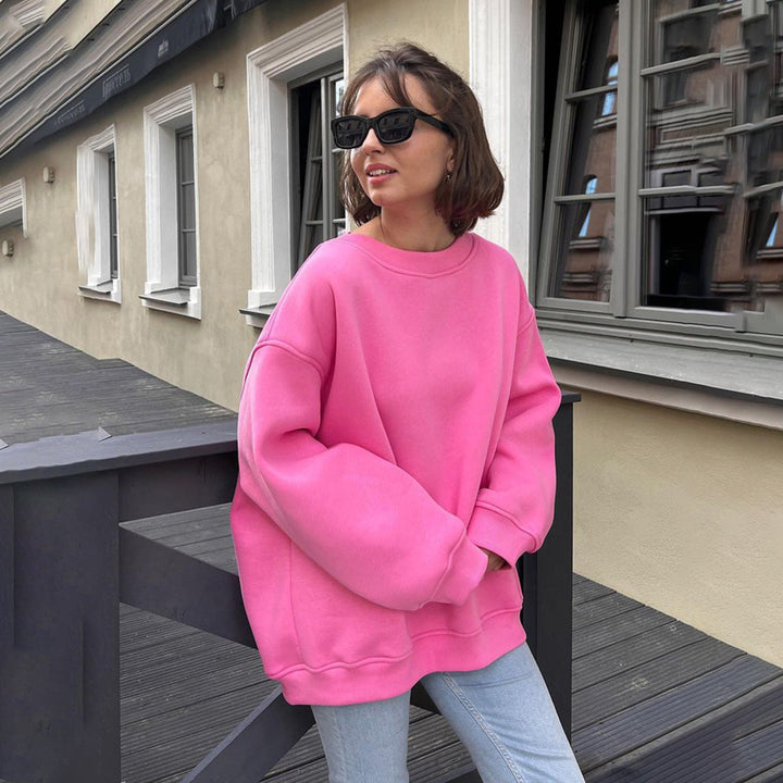 Women's Oversized Sweatshirt with Dropped Shoulder and Soft Fleece Fabric Chic und Stil