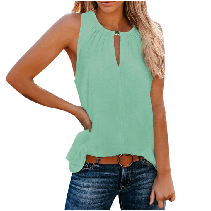 Elegant sleeveless dress for women with decorative neckline and pleats Lune London