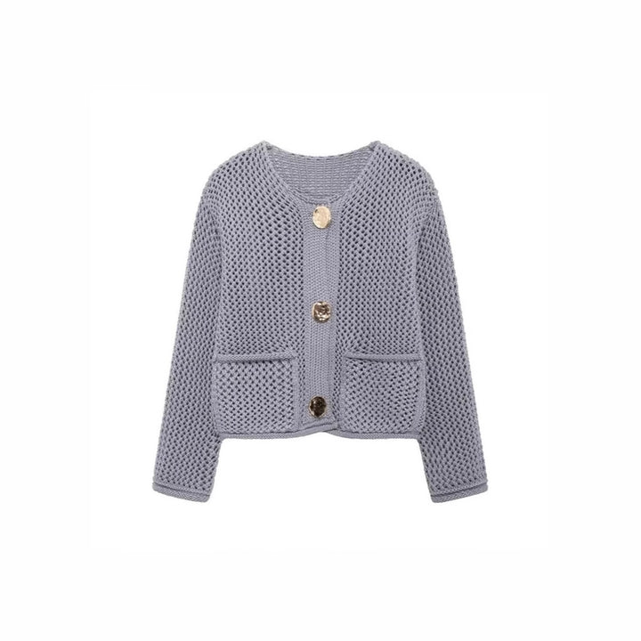 Ladies' knitted cardigan with openwork pattern and practical pockets Lune London