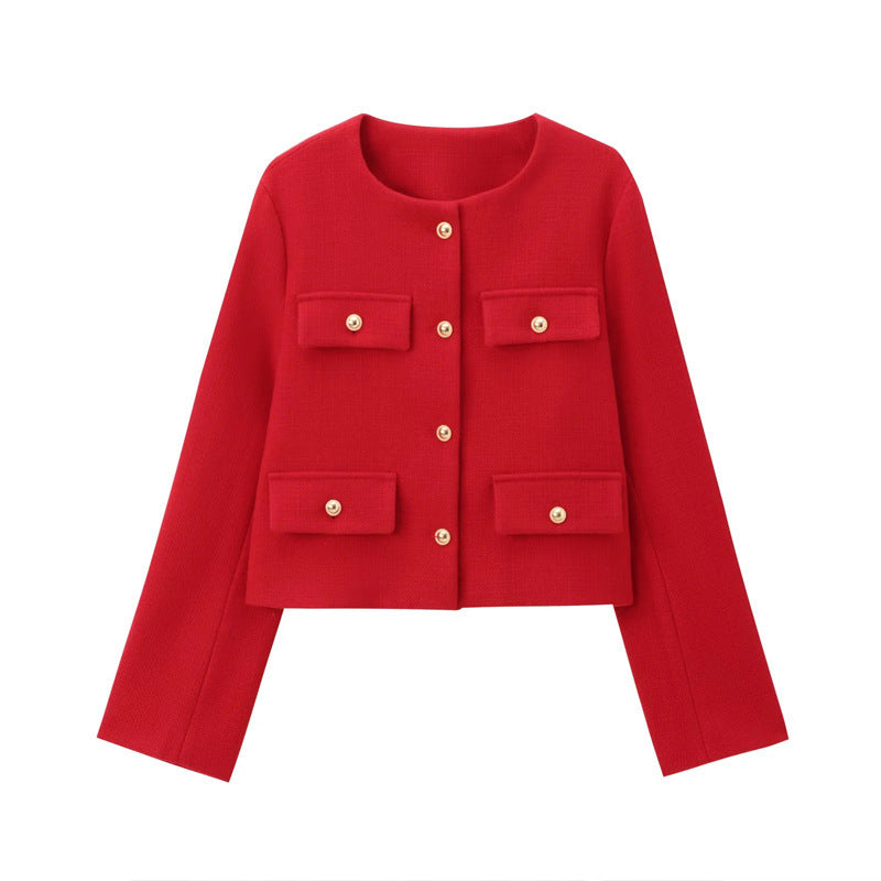 Trendy short jacket for women with decorative buttons and practical pockets Lune London