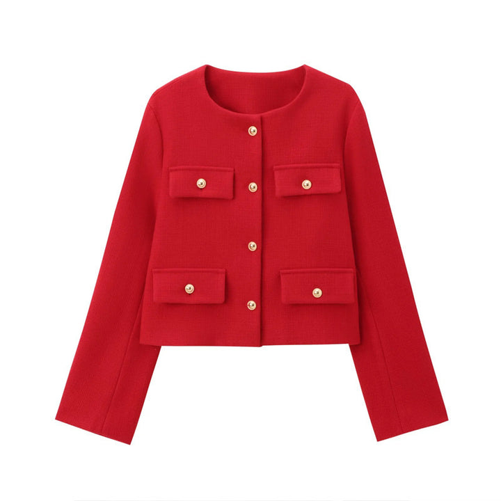 Trendy short jacket for women with decorative buttons and practical pockets Lune London
