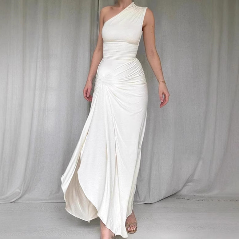 Elegant maxi dress for women with asymmetric cut and sculpting design Lune London