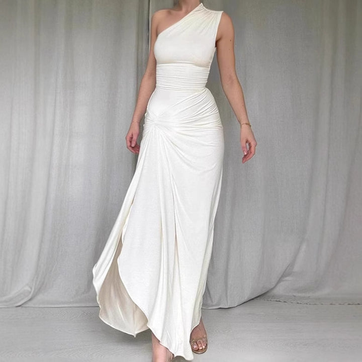 Elegant maxi dress for women with asymmetric cut and sculpting design Lune London
