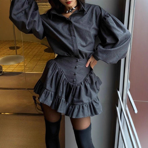 Women's blouse with voluminous sleeves and flounced skirt Lune London