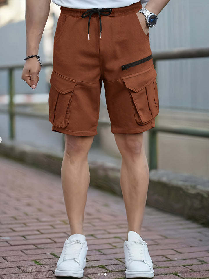 Men's cargo style utility shorts with multiple pocket design Lune London