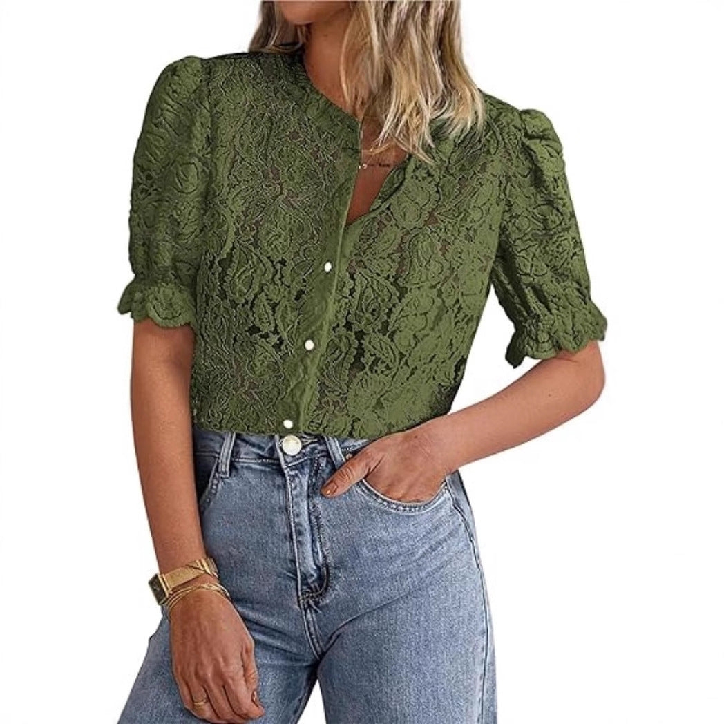 Lune London women's lace overlay blouse