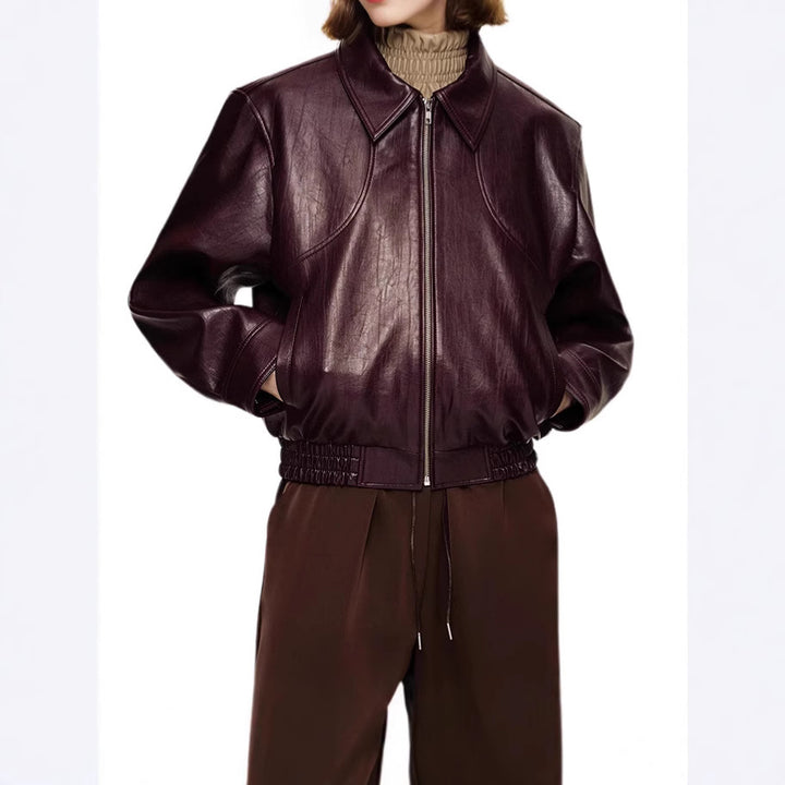 Faux leather jacket for women with a trendy cut and an elastic waist Lune London