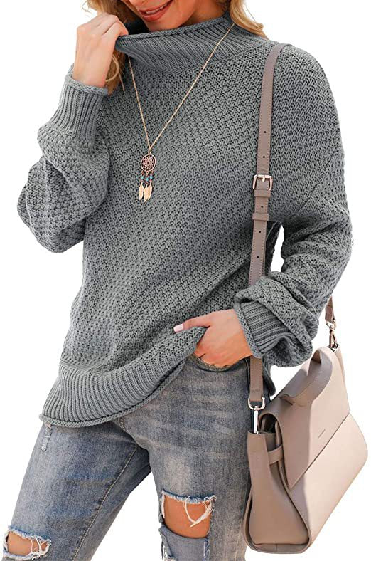 Women's sweater with high collar and structured knit pattern Lune London