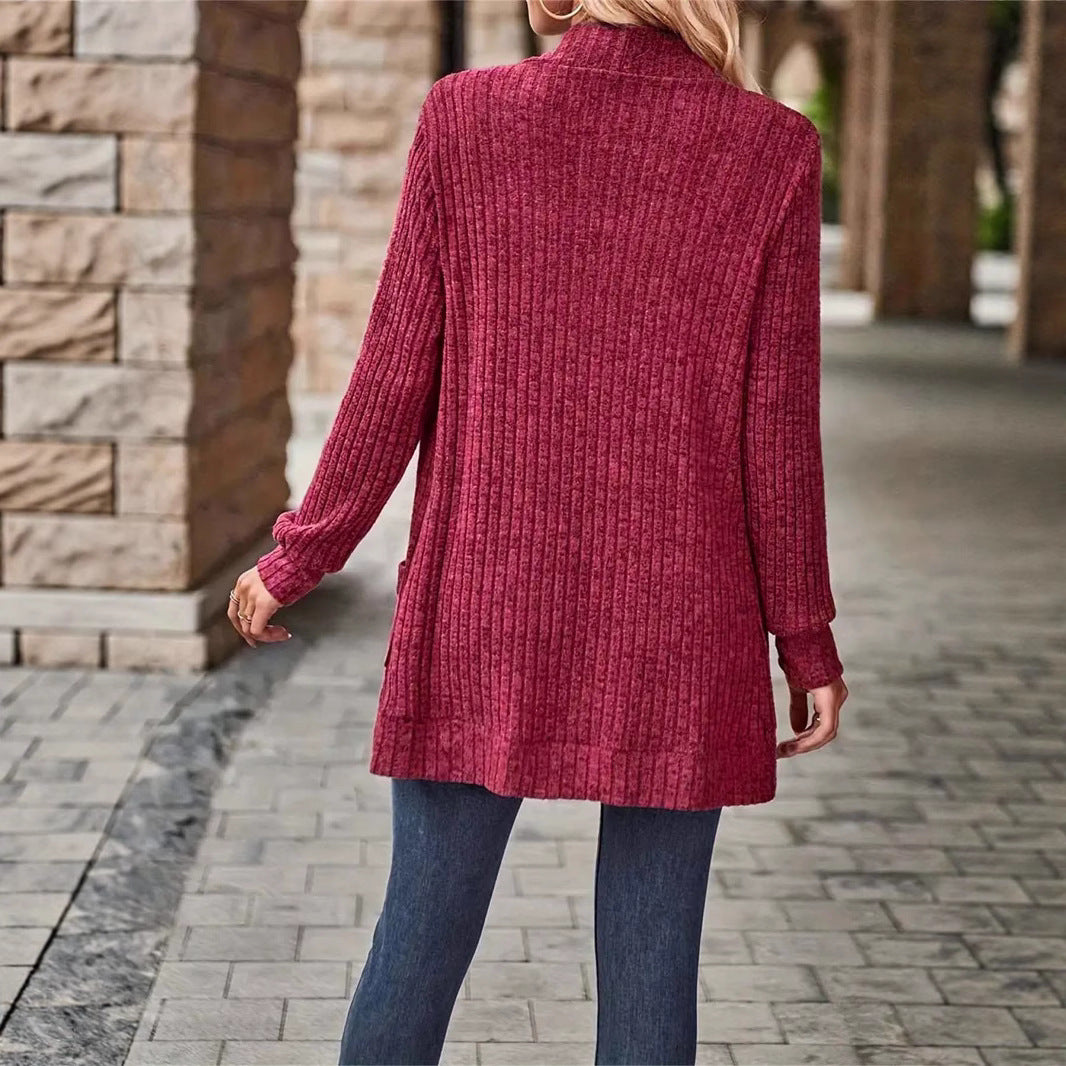 Ladies casual cardigan with pockets and textured design Lune London