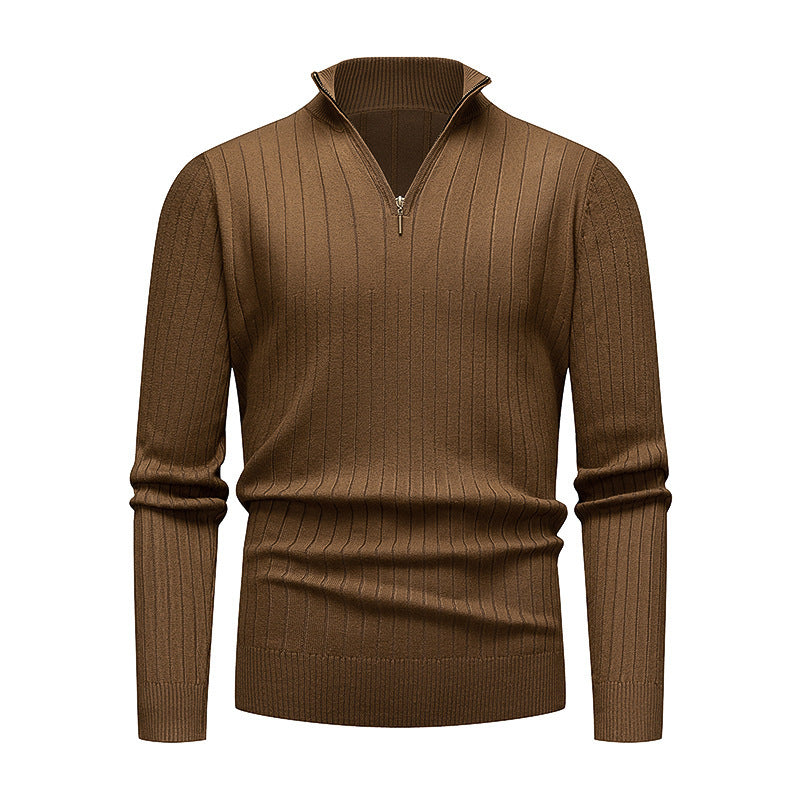 Premium knitted sweater for men with modern high collar and zipper Lune London
