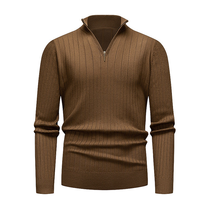 Premium knitted sweater for men with modern high collar and zipper Lune London