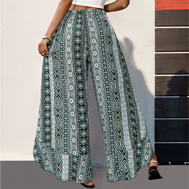 Pantalons palazzo pour femmes avec coupe asymétrique et motif floral Chic & Stil