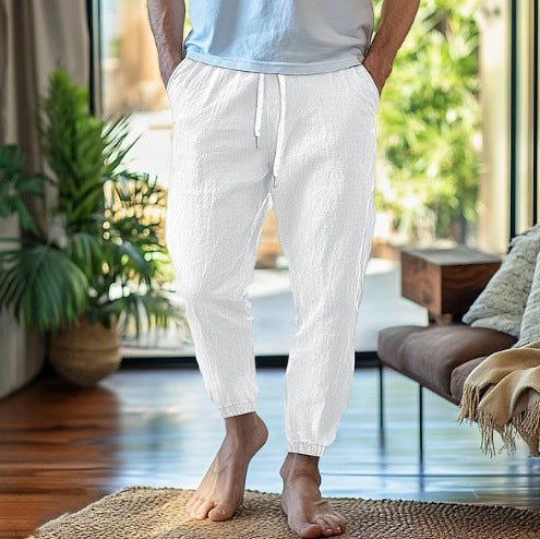 Casual linen pants for men with elastic waist and practical pockets Lune London
