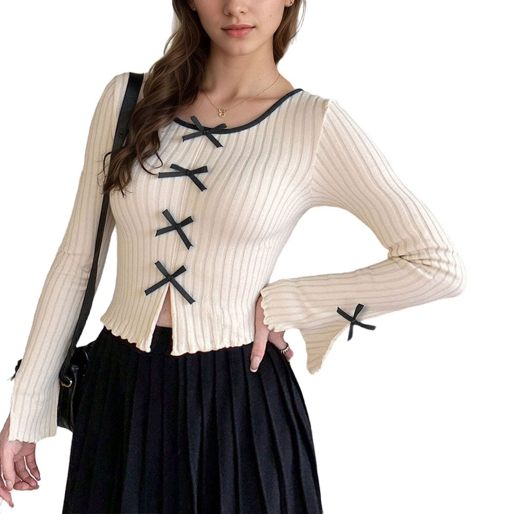 Chemise à manches longues pour femmes avec détails de nœud décoratif Chic & Stil