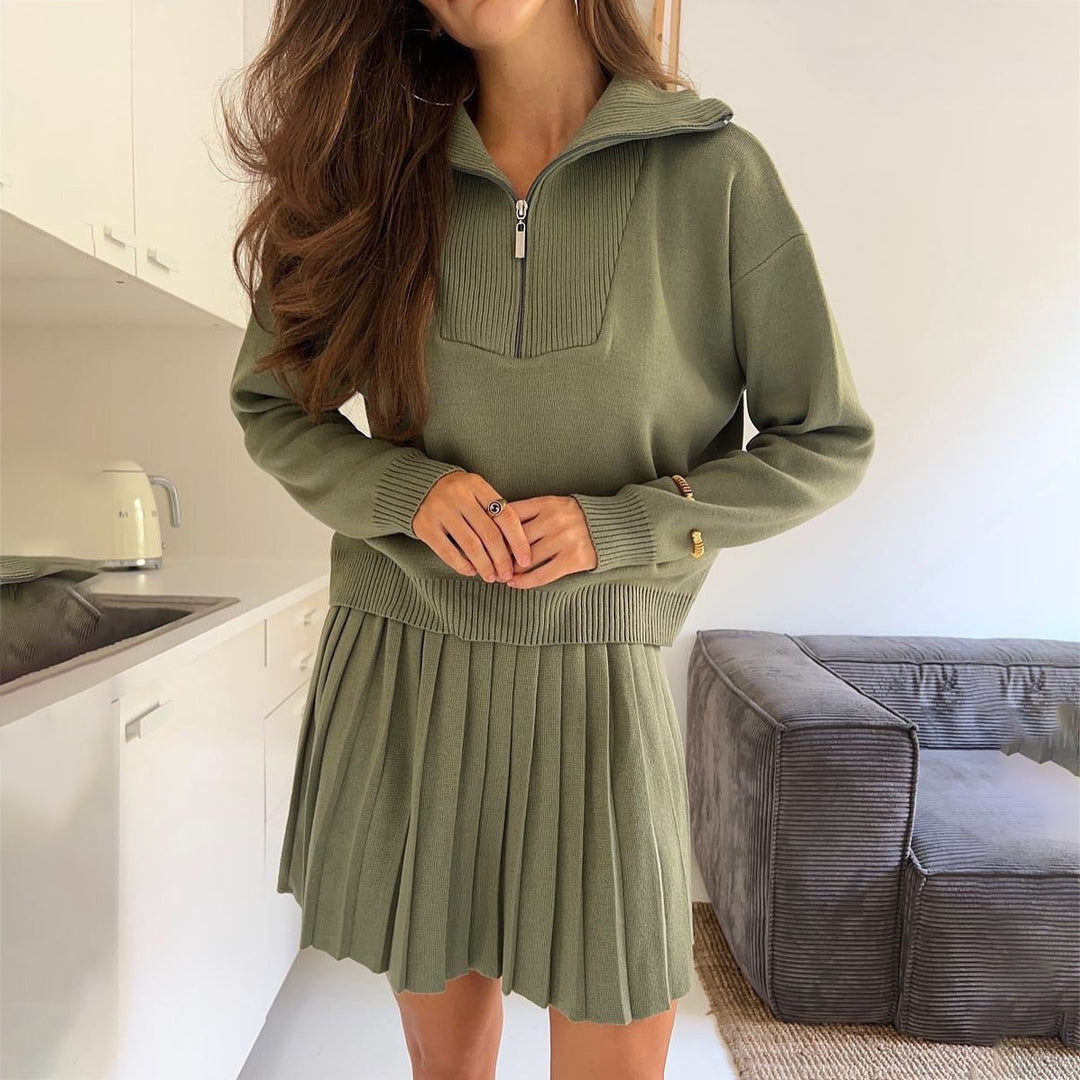 Knit sweater for women with turtleneck and pleated skirt Lune London